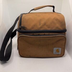 Carhartt Insulated Lunch Box Cooler Bag Brown Dual‎ Compartment